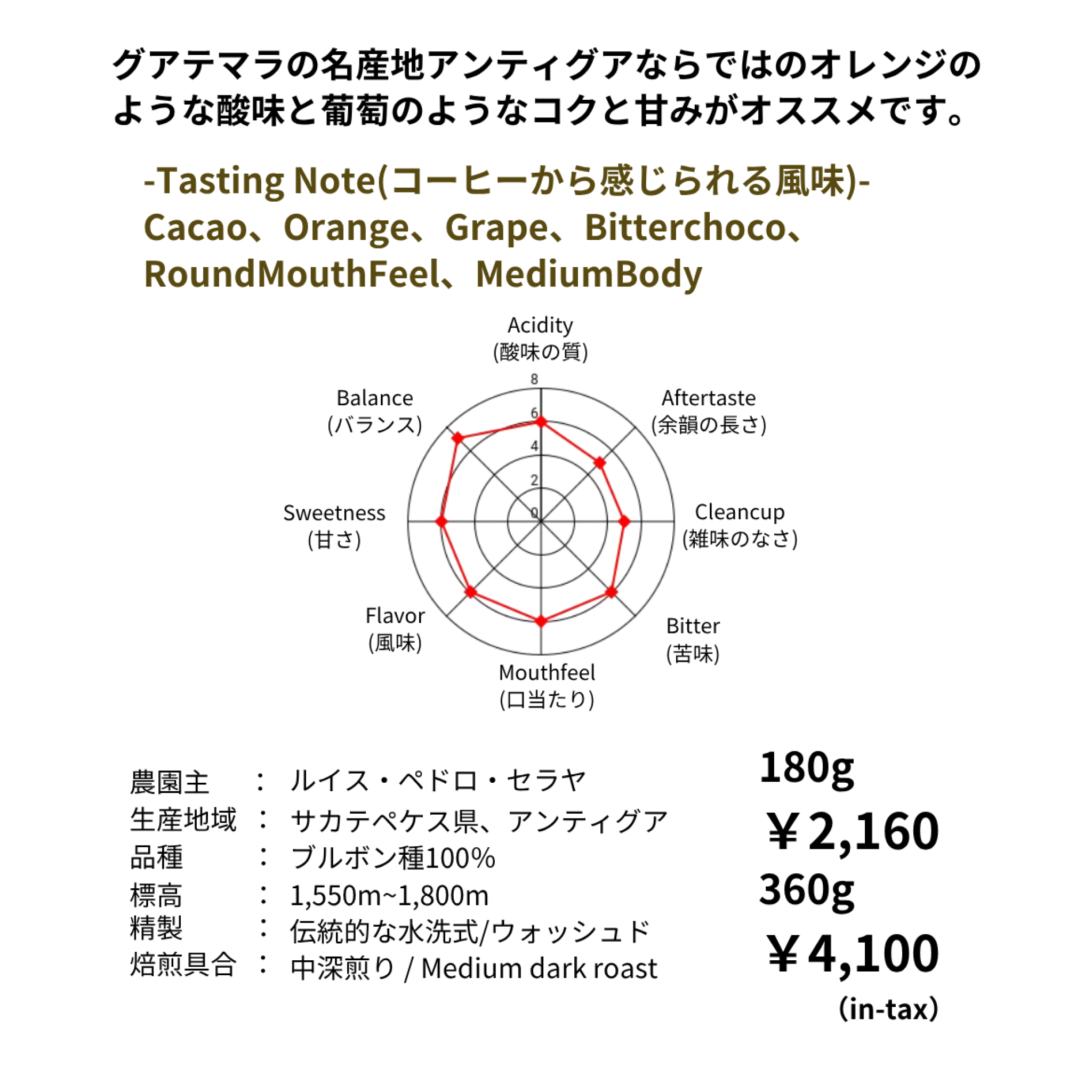グアテマラ　ブエナビスタ農園　ブルボン100％　ウォッシュド